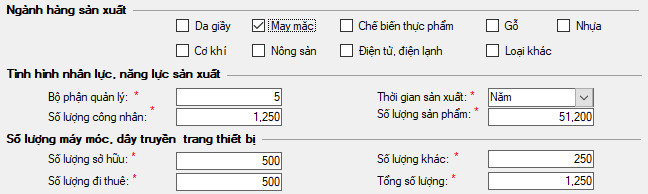 Thông tin về ngành nghề, năng lực sản xuất và thiết bị máy móc